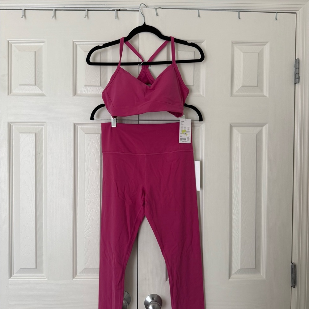 Athleta Pink Sports Bra and Leggings Set